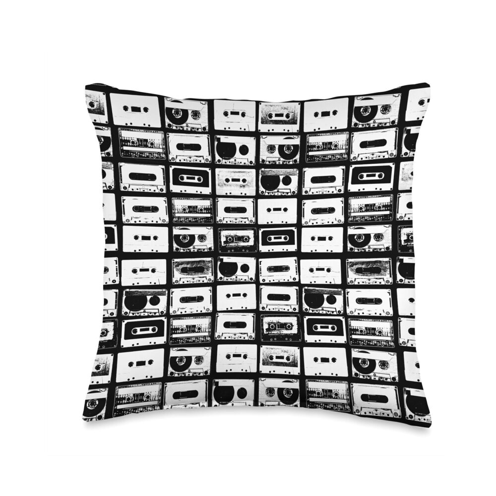 2432 Cassette Tapes 1980s Music Graphic Throw Pillow